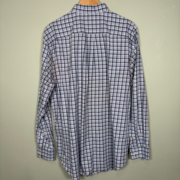 Vineyard Vines Classic Fit Murray Long Sleeve Blue Plaid Cotton Shirt Men Large - Picture 4 of 5